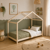 Lit cabane enfant Bruyère en bois massif, finition bois naturel
